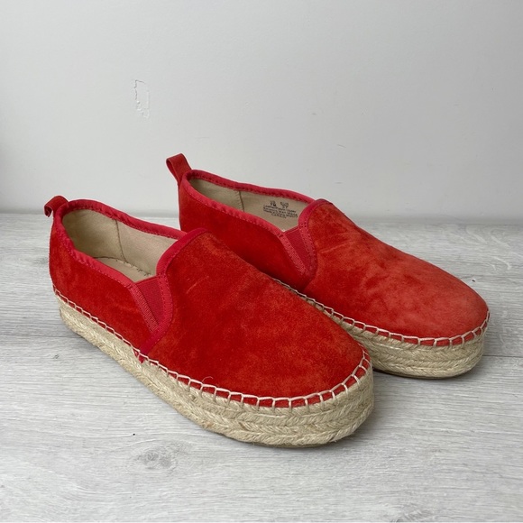 Sam Edelman Shoes - Sam Edelman Carrin Suede Platform Espadrille Flats In Candy Red Size 7